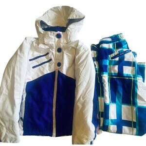 Boulder Gear Ski Jacket & Pants Set – White/Purple Colorblock & Plaid